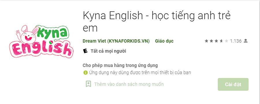 Phần mượt học tập giờ Anh Kyna English 